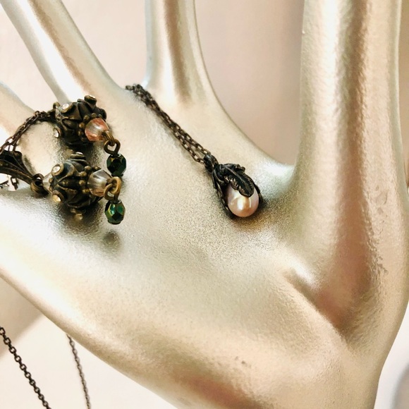 Vintage ORLY BARUCH Pearl Necklace & Rhinestone Earrings - Picture 5 of 17